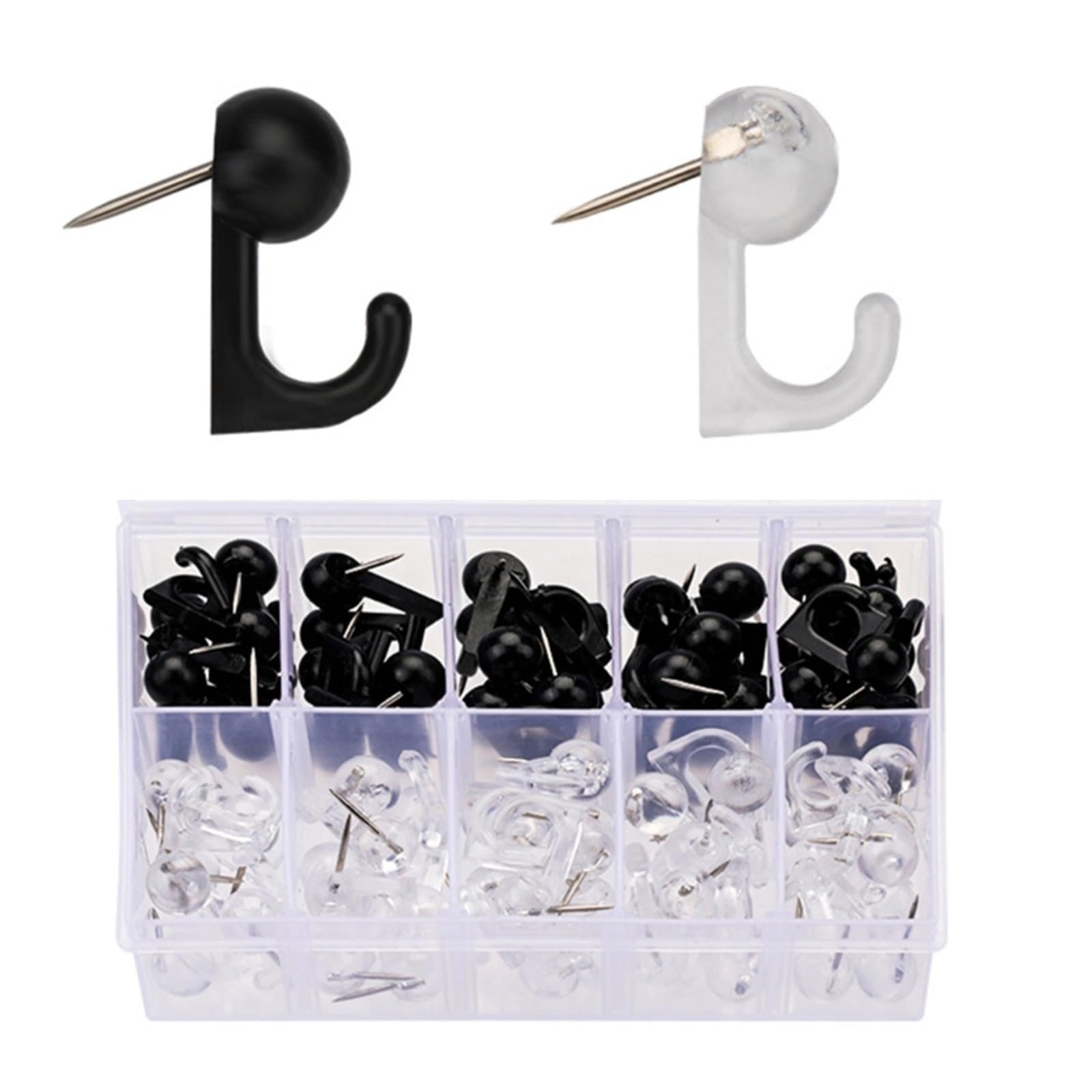 Hsioluted 80 Hook Thumbtacks 50/60 / 80 / 160Pcs Push Pin Hooks Clear Push Pin Clip Cork Board Hook Decorative Thumb Tacks Hook For Wall Hanging Thumbtacks