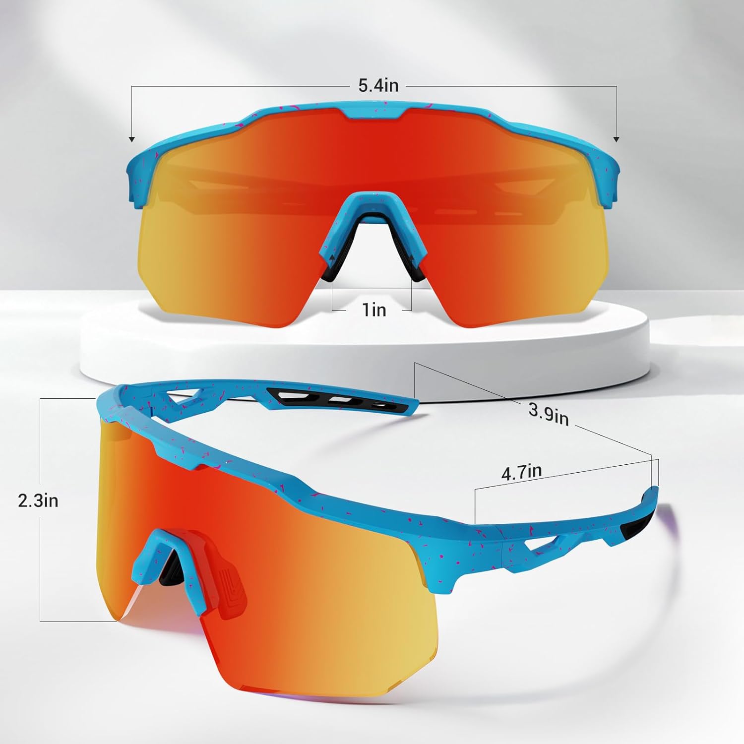 HAAYOT Polarized Sports Sunglasses for Men Women UV Protection Baseball Cycling Running Driving Fishing Glasses Blue Red - Image 7