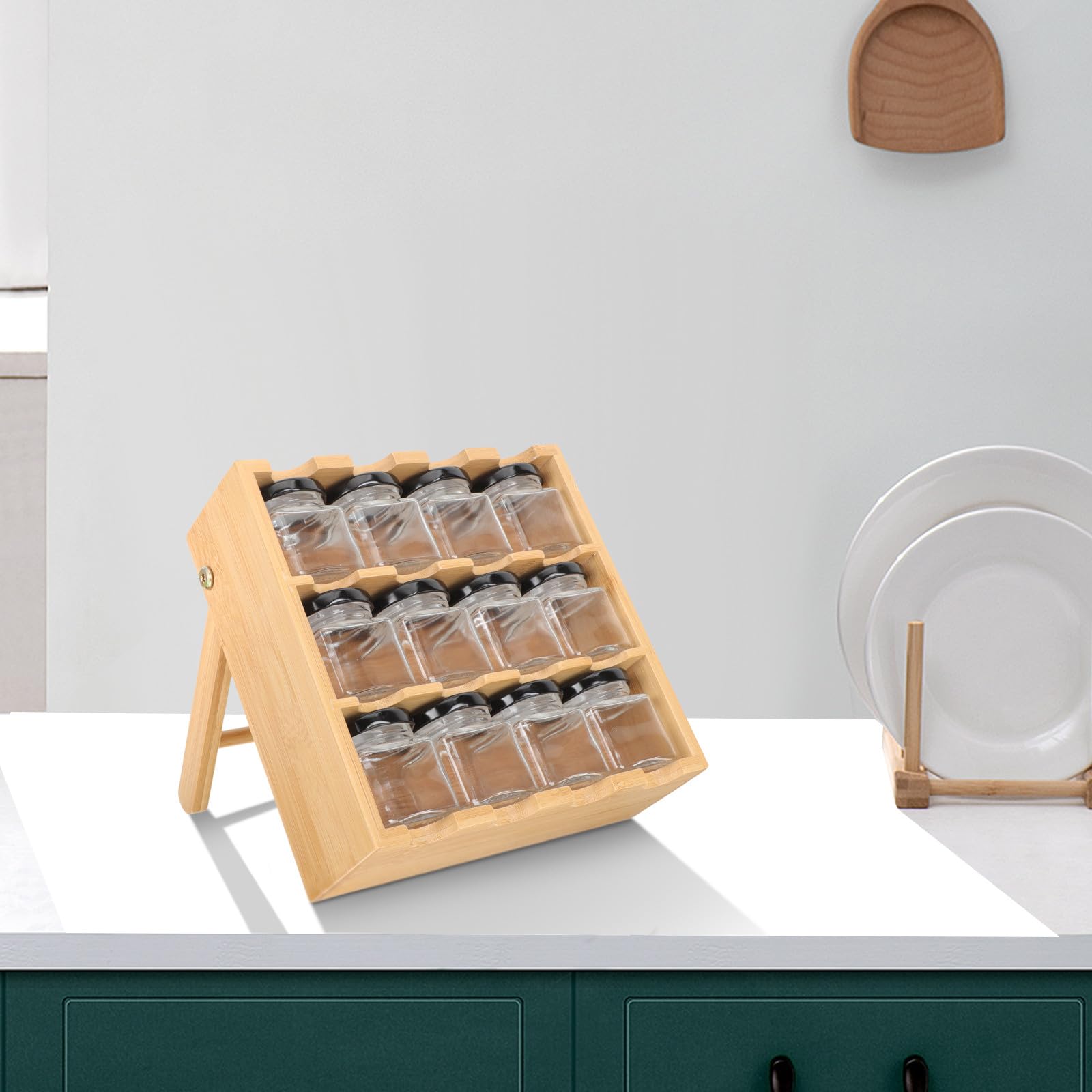 DOITOOL Estante de Especias y Gran Capacidad de Madera Estructura de Múltiples Niveles Soporte Versátil para Especias para Organizar Botes de Condimentos en Cocina