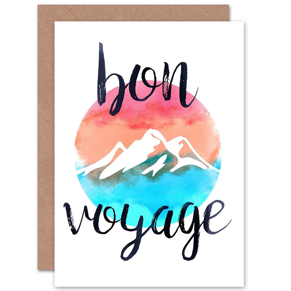 Wee Blue Coo Greeting Bon Voyage Mountain Peak Gift Sealed Greeting Card Plus Envelope Blank inside