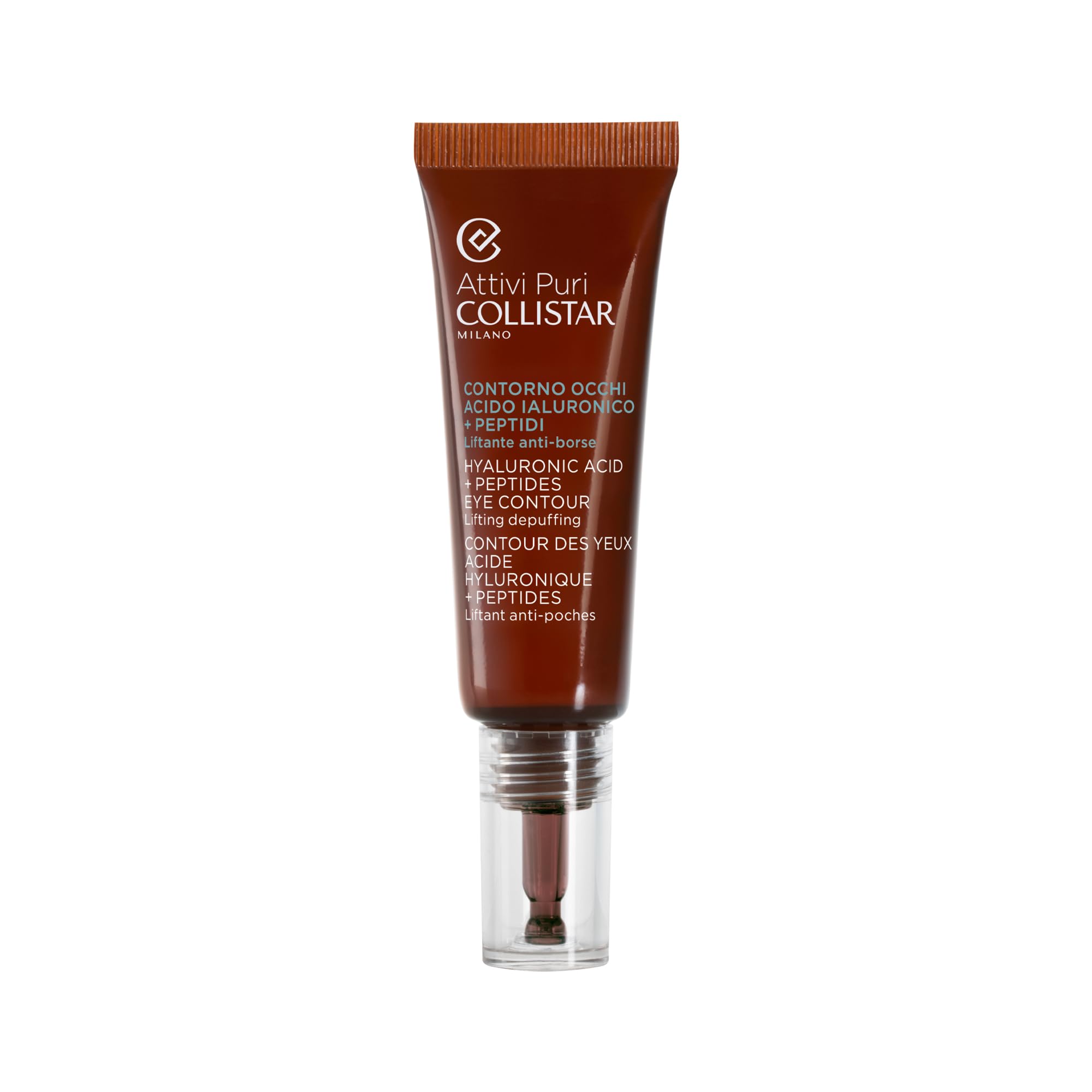 Collistar Attivi Puri Contorno Occhi Acido Ialuronico + Peptidi, Siero Gel Concentrato Contro Borse, Occhiaie, Segni di Stanchezza e Piccole Rughe, per Tutti i Tipi di Pelle, 15 ml
