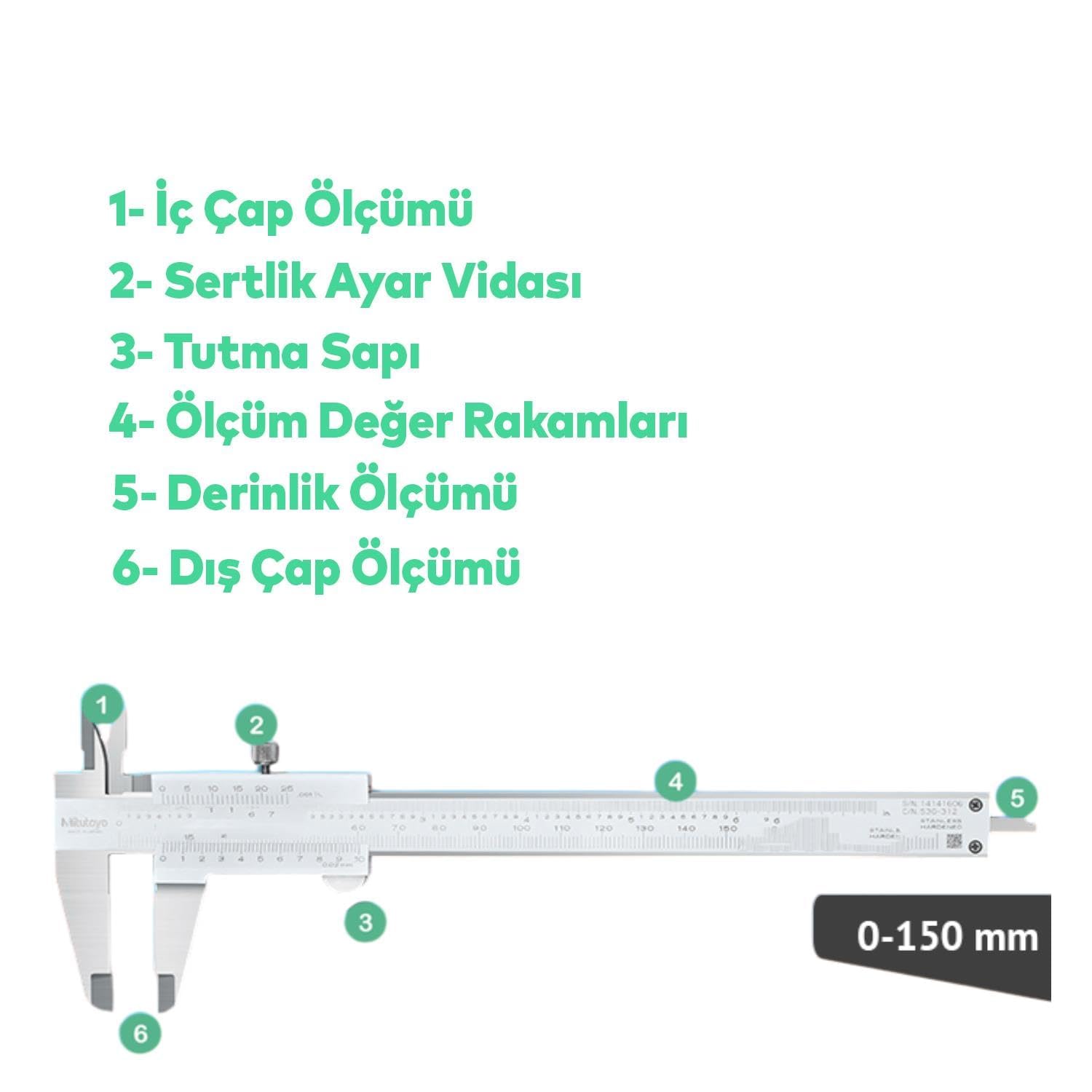 Orret Home Analog Kumpas – 150 mm Karbon Çelik Gövde, 0.02 mm Hassasiyetli Ölçüm Aleti, İç-Dış-Derinlik-Step Ölçüm İçin Uygun Teknik Kaliper (Mekanik)
