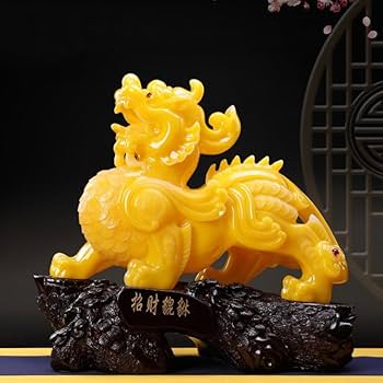 Amazon.com: RWSEFK 招财貔貅木色中号/仿玉招财Qilin Kylin Chi