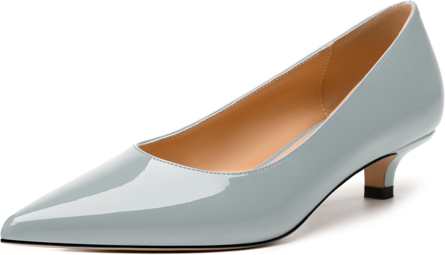 Women's Pumps, Pointed Toe Kitten Heels, Fashion Solid Patent High Heels for Women 1.3 Inch