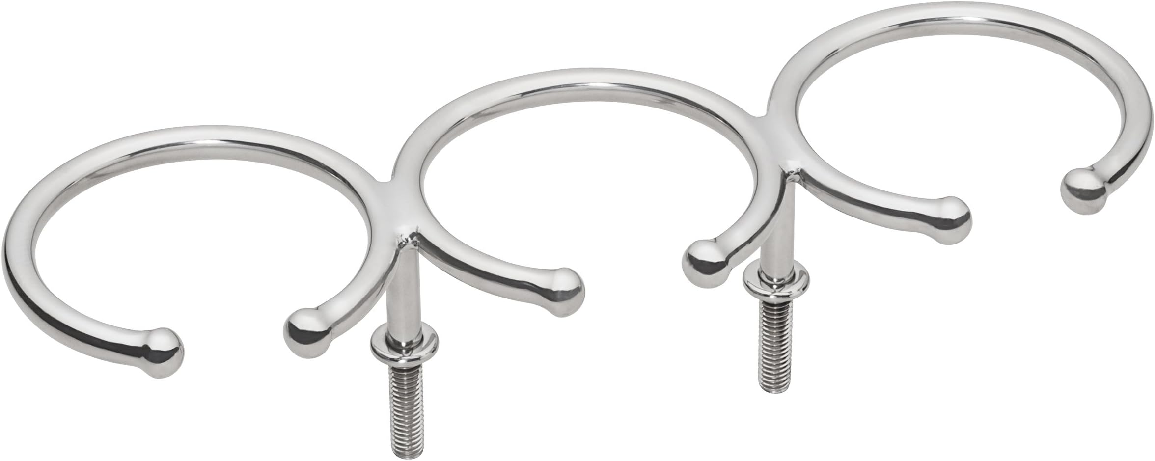 Whitecap Hardware S-3514P, Top Mount Ring Cup Holder- Stud Mount (3 Drink), 304 SS