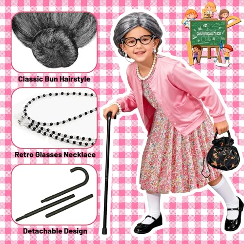 Disfraz Niñas para 100 Días de Escuela Vestido de Vieja miniatura 6