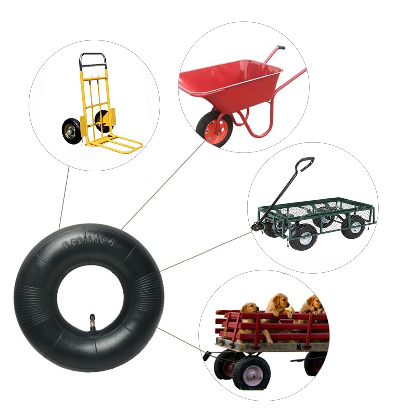 4.10/3.50-4 Camera d'Aria per Carriola, 2 Pezzi Camera d'Aria per Carrello, Camera d'Aria per Rimorchio, Camera d'Aria per Pneumatici, Camere d'Aria per Carriole con Valvola Pneumatica