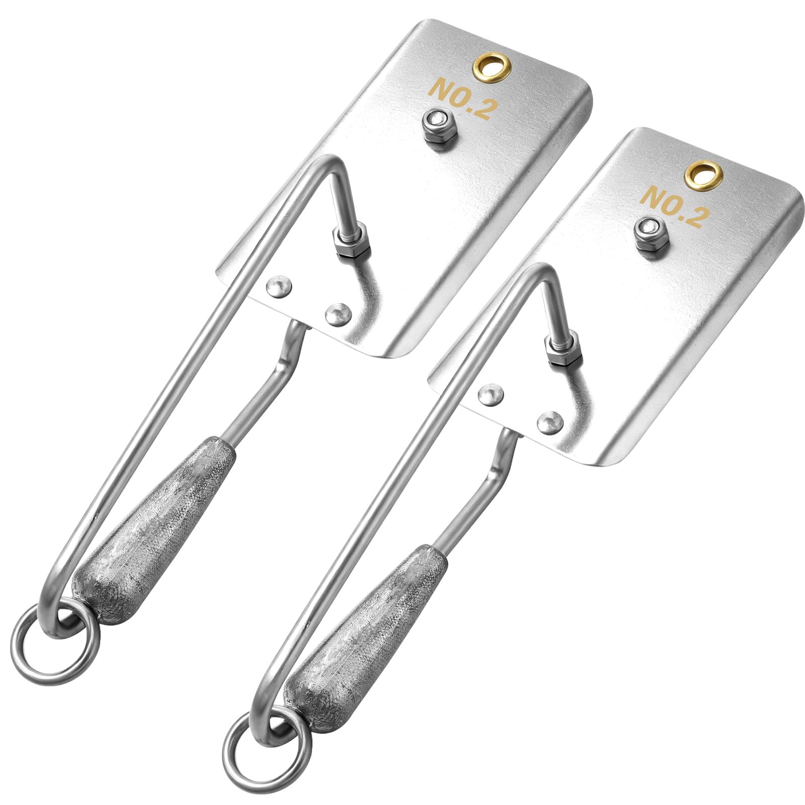 Leinuosen 2 Pcs Fishing Planer with Stainless Steel Heavy-Duty Trolling Planer Boards for Fishing Downrigger Freshwater Saltwater Wahoo Tuna Outdoor(Sliver,2.9 oz)