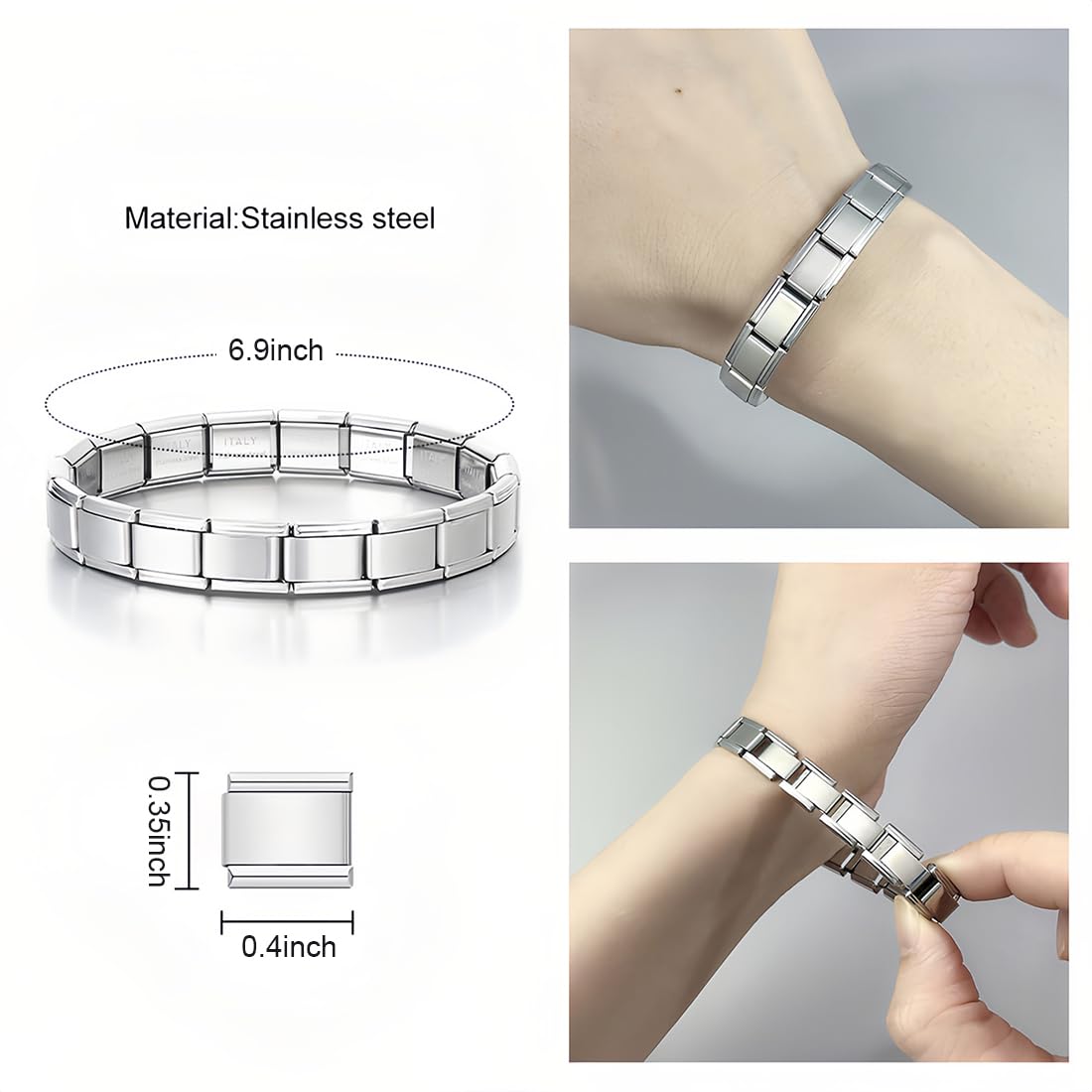 3 Piezas Italian Charms pulsera encantos 9 mm Joyería Matt Moda