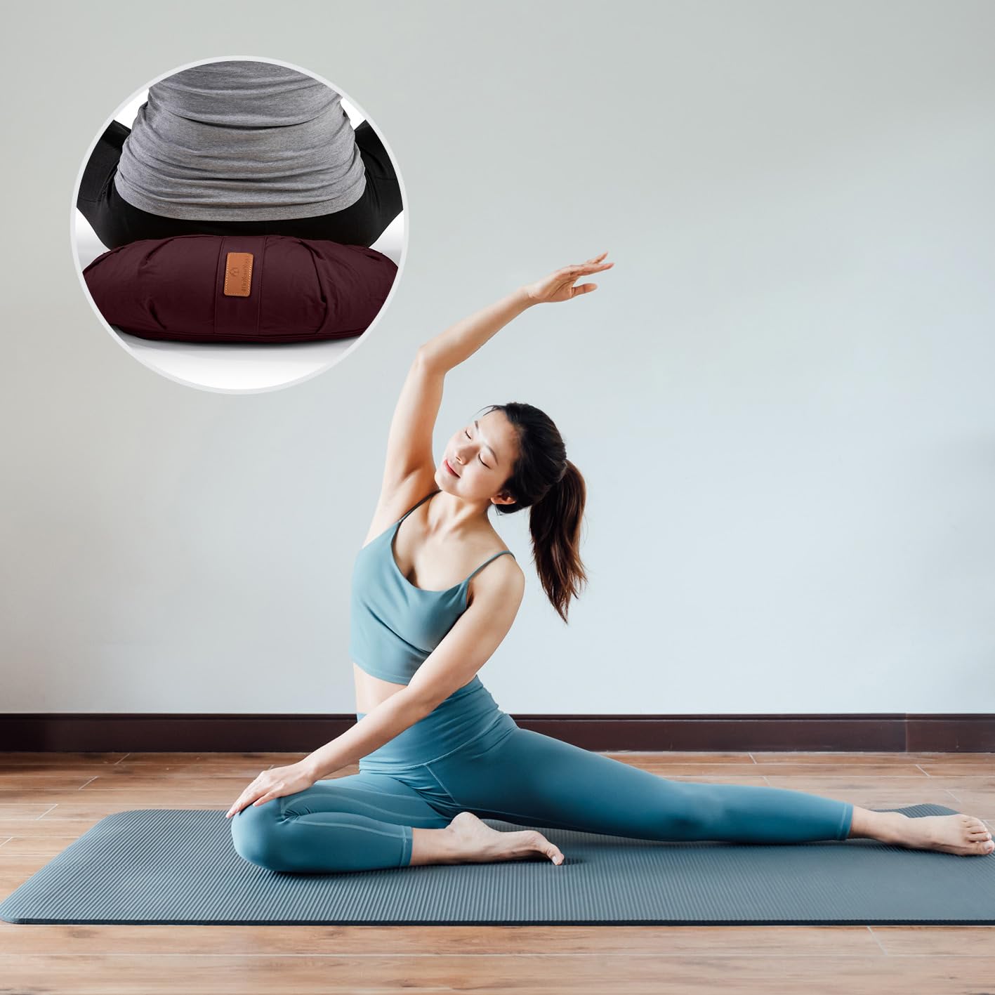 Cuscino da yoga tondo classico con cerniera / dimensioni: ca. 42 x 15 cm / cuscino da meditazione riempito con pula di farro di agricoltura biologica (kbA) – ideale come cuscino zafu / cuscino rondo / supporto per lo yoga e la meditazione / tessuto lavabi