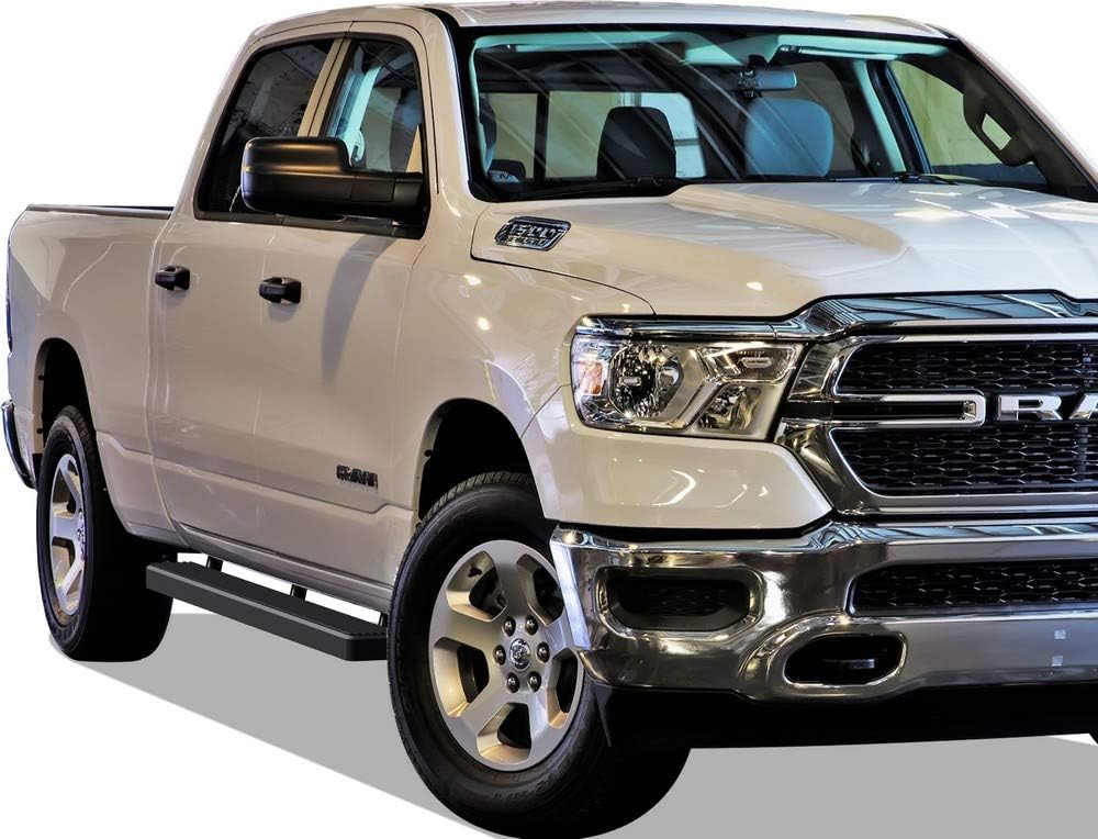 APS iBoard Running Boards (Nerf Bars Side Steps Step Bars) Compatible with Ram 1500 2019-2023 Crew Cab (Will Not Fit 2018 Previous Generation Build in 19-23) (Black Powder Coated 4 inches)