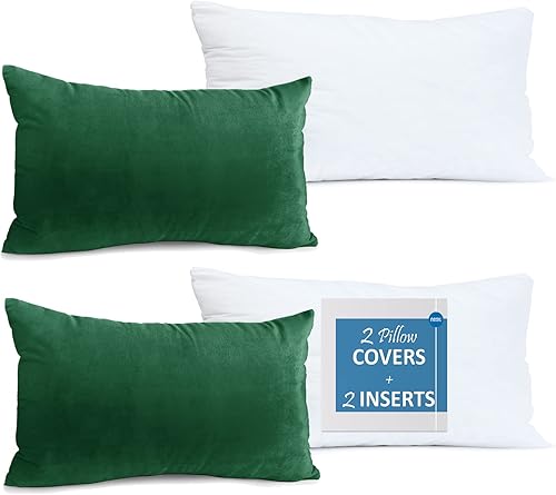 Juego de 2 rellenos de almohada con terciopelo suave y sólido, juego de fundas de almohada cuadradas decorativas para sofá, automóvil, dormitorio,