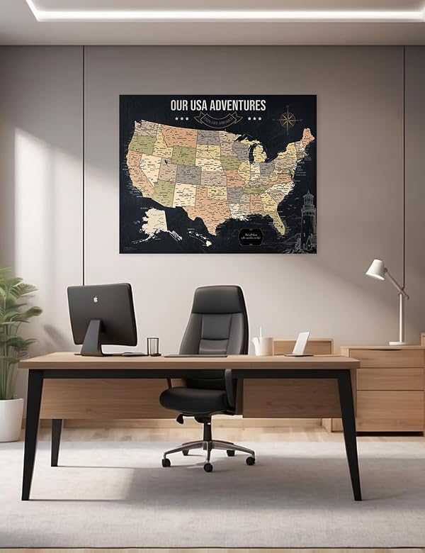 IPIC Canvas USA Map Painting for Wall Decor, Large Pinnable Amerika Travel Map Print, Ready to Hang by IPIC - Image 7
