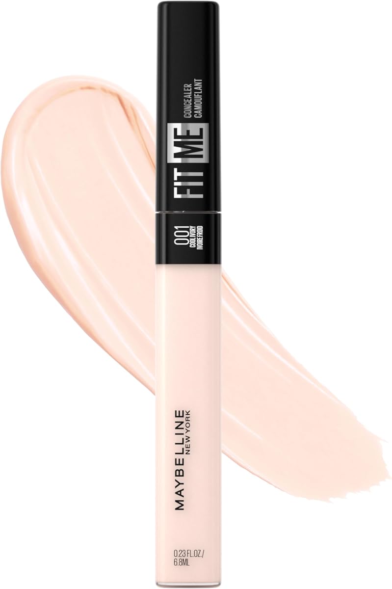 Maquillaje corrector líquido Maybelline Fit Me, cobertura natural, ligero, oculta, cubre sin aceite, marfil frío (el embalaje puede variar)