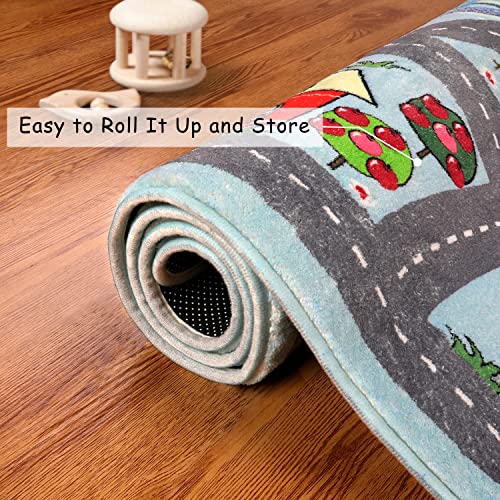 Livebox Large Playroom Rug 5' X 6.5' Kids Play Mat For Classroom, Road Traffic Carpet For Boys Girls Playing Cars Toys, City Life Nursery Car Rug For Toddlers Bedroom Kids Room #TOP5