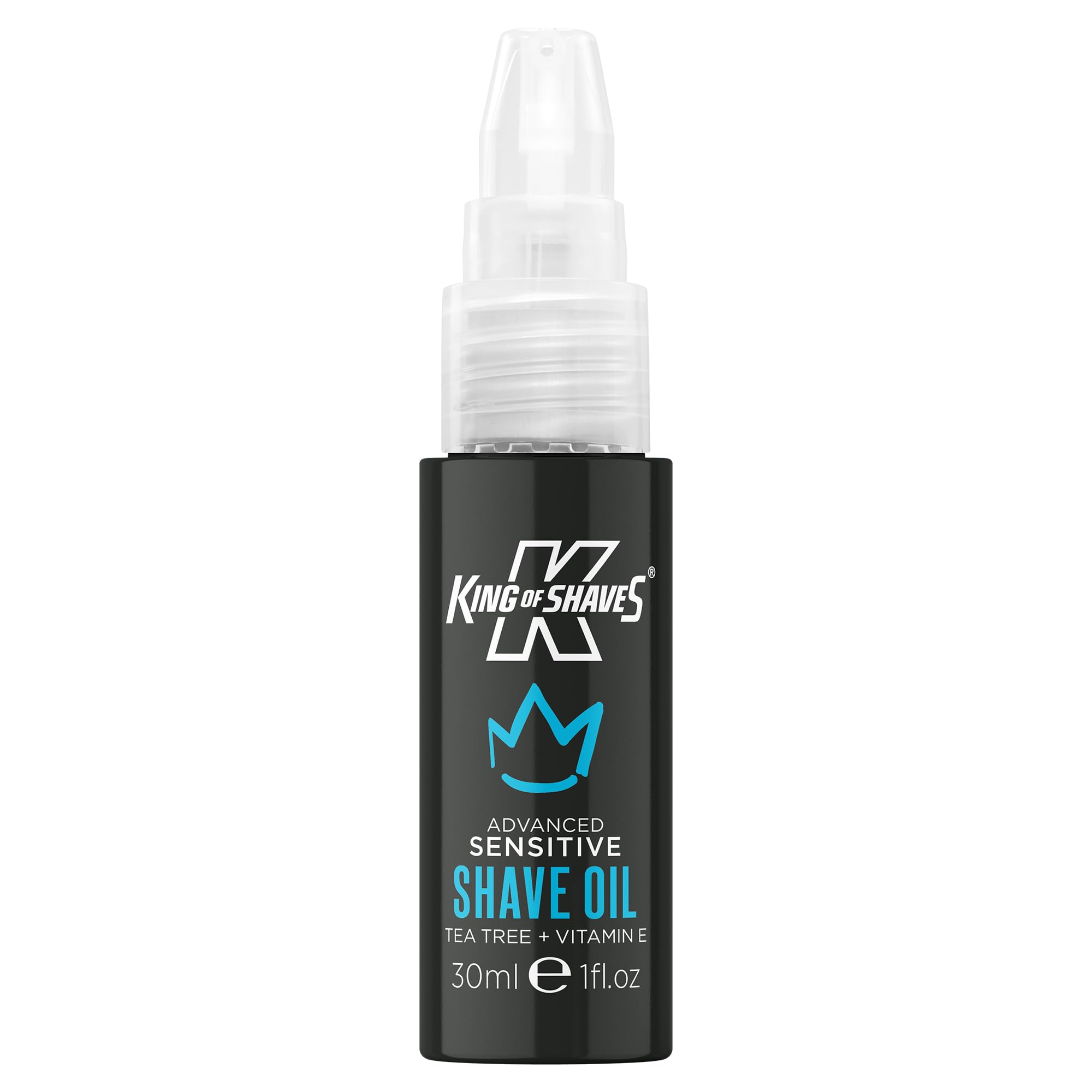 King of Shaves Advanced Sensitive Rasieröl Teebaum & Vitamin E 30ml klare Formel ohne Schaum reduziert Rasurbrand empfindliche Haut Reisegröße