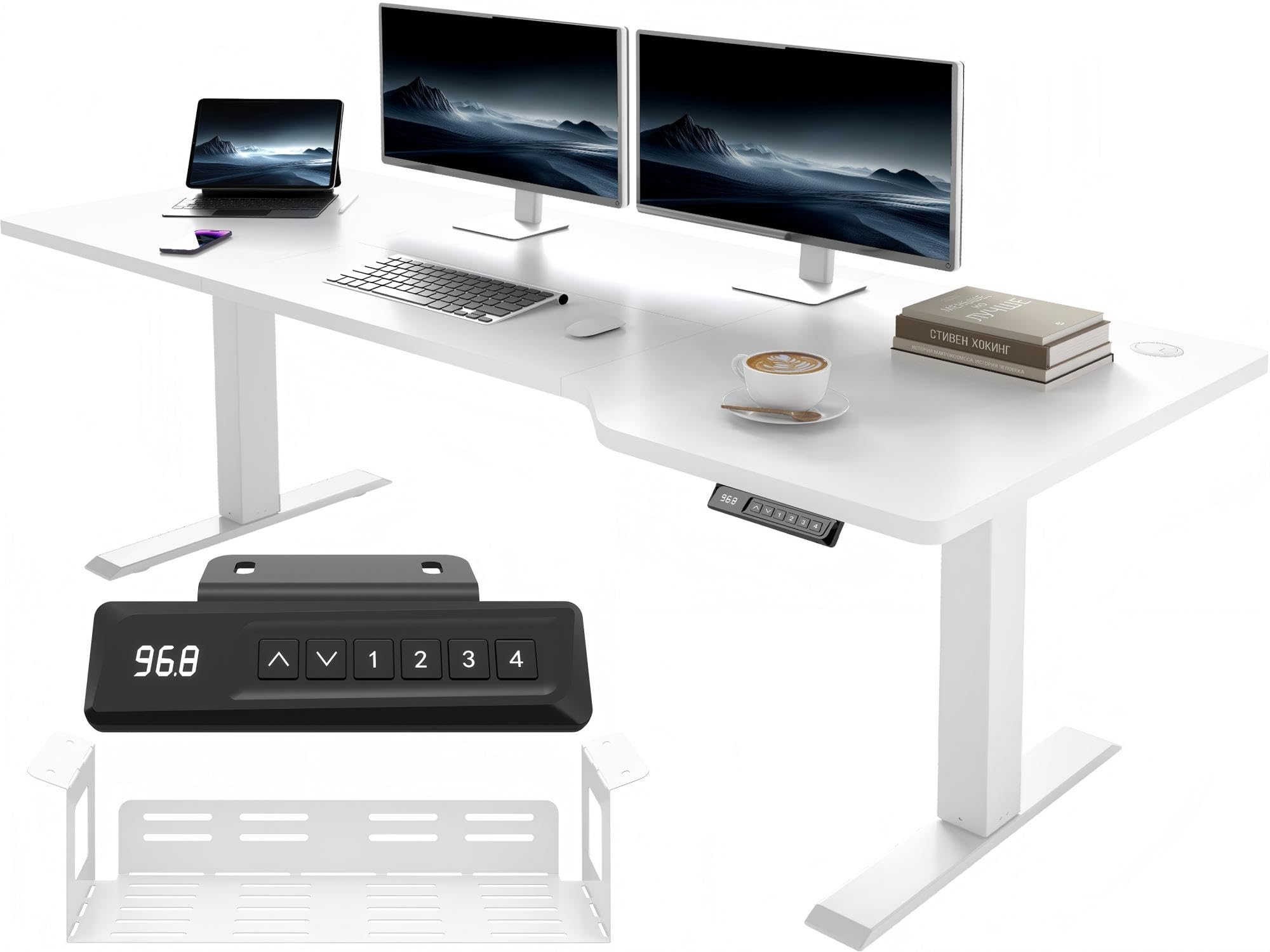 JUMMICO HöHenverstellbarer Schreibtisch L-Form, Gaming Tisch Elektrisch Höhenverstellbar