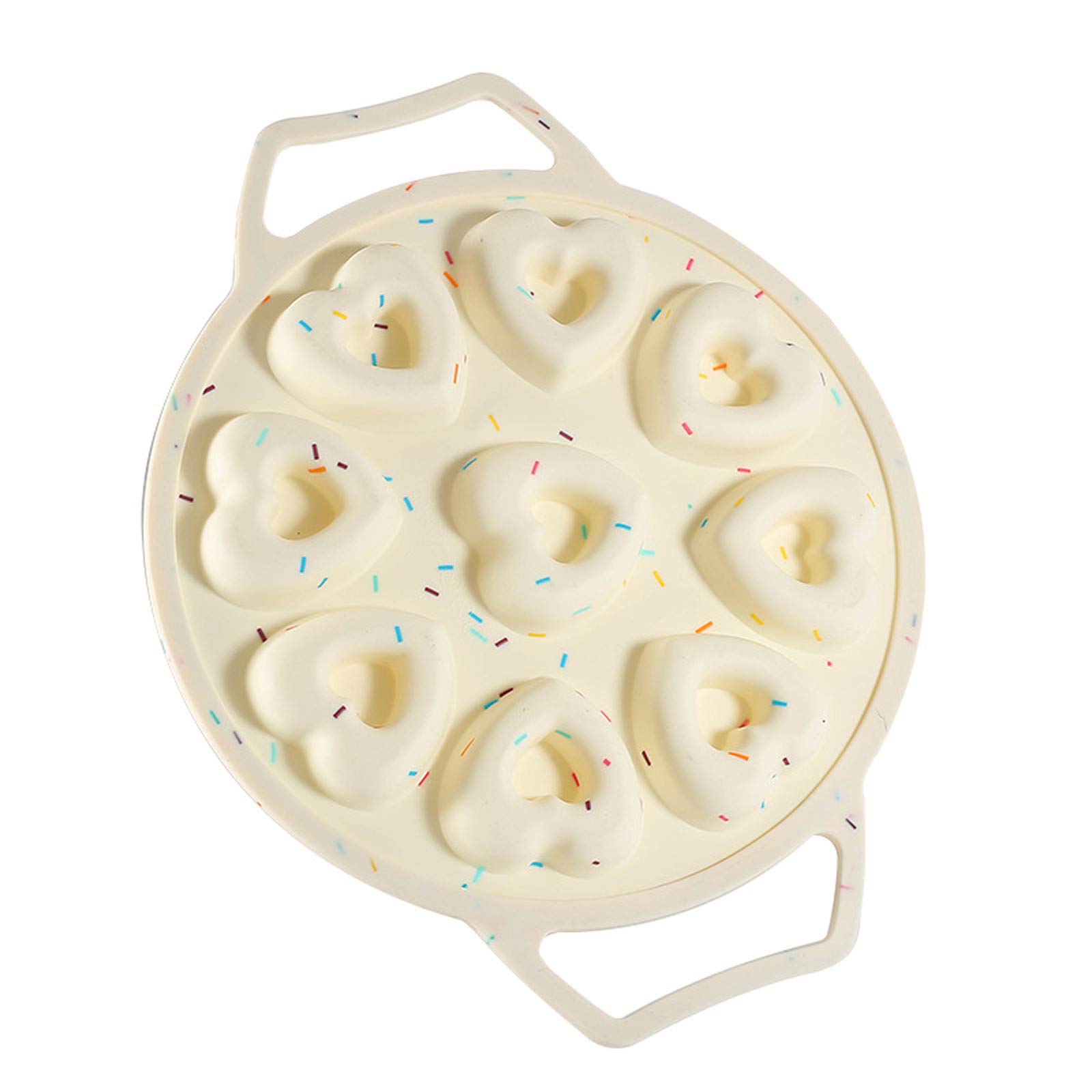 Moule à gâteau en silicone en forme de 9 donuts - Non collant - En forme de cœur