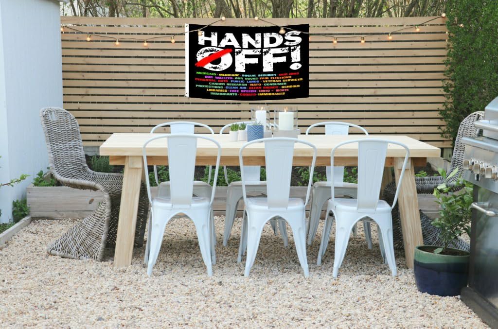 Hands Off Protest Social Security And Medicare Protest Flag 3x5FT Vivid Color Fade Resistant Polyester with Brass Grommets Gifts and Room Decor Indoor Outdoor (Fashion 1, 3x5FT 3PLY)