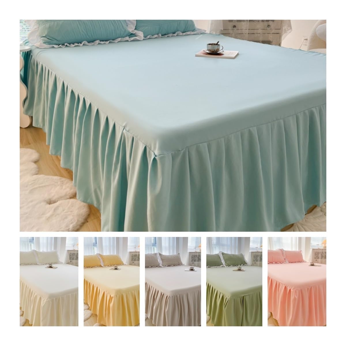1 mantovana giroletto tinta unita con pizzo per tutte le stagioni con volant Queen/King Roupa De Cama (senza federa) (Xiangyuzi, 180 x 200 x 45 cm, 1 pezzo)