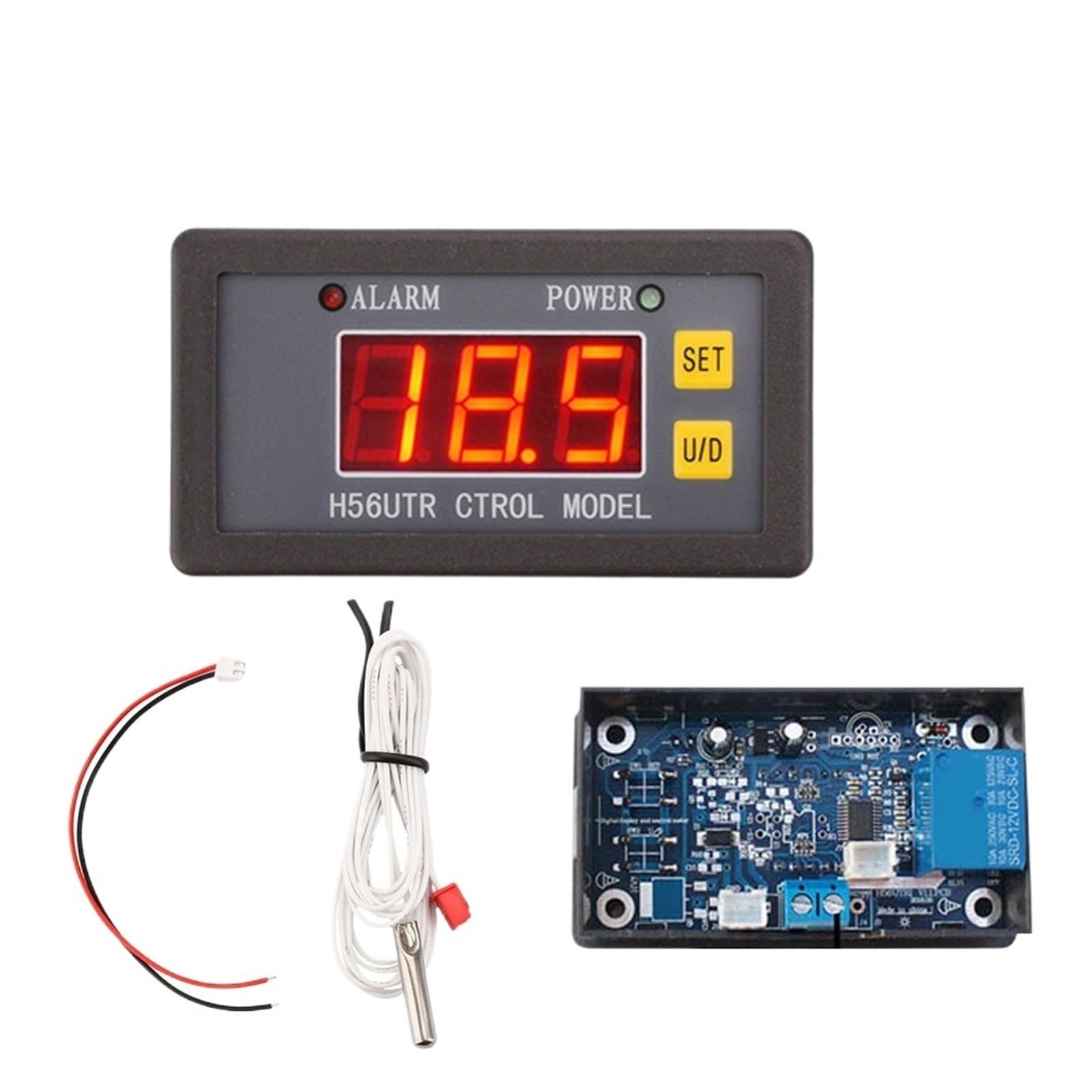 Nxvodcfys Silver H56tr Digital Thermostat With Ntc Sensor Probe Heating Cooling Relay Output Temperature Controller Sensor Ac220v Dc12/24V(Silver)