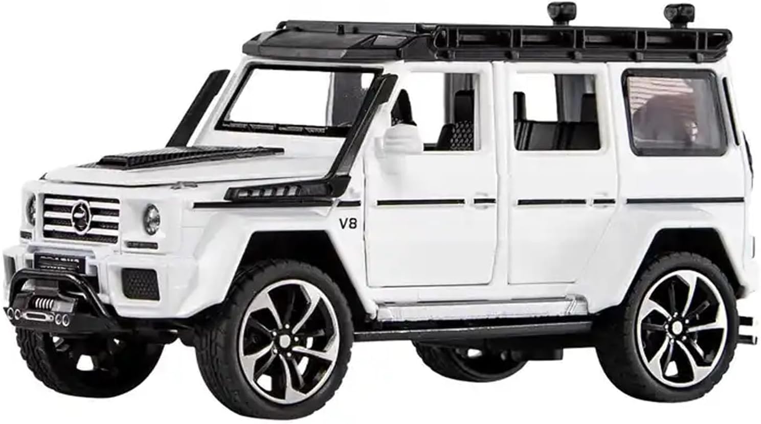 1:32 Mercedes Brabus G500 Toy Car Metal Pull Back Diecast Car with Openable Door and Sound Light, Gifts Toys for Kids【 White 】
