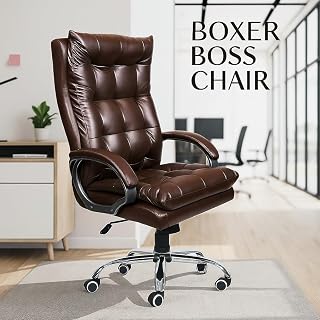 NEWTURN Boxer Double Cushioned Office Chair: High Back, Premium Leatherette, Heavy Duty Metal Base, 3-Year Parts Replcamen... Price In India