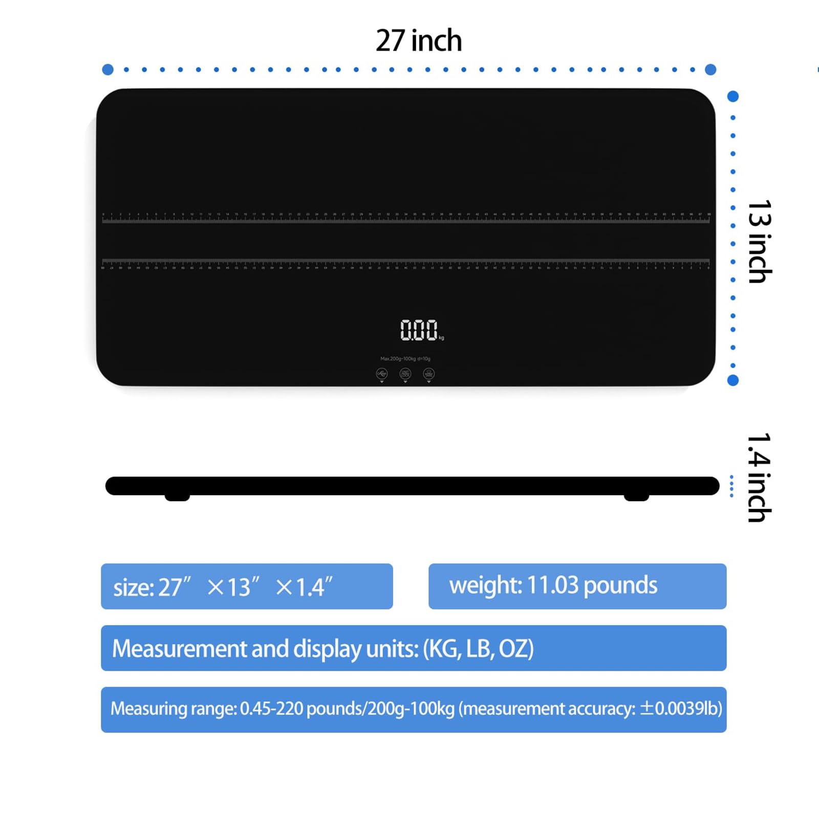 Digitale Haustierwaage Große Hundewaage bis 100kg Präzision 10g, LED-Anzeige, Doppelte Messeinheiten Bodenwaage Tierwaage Wägeeinheit kg/st/lb