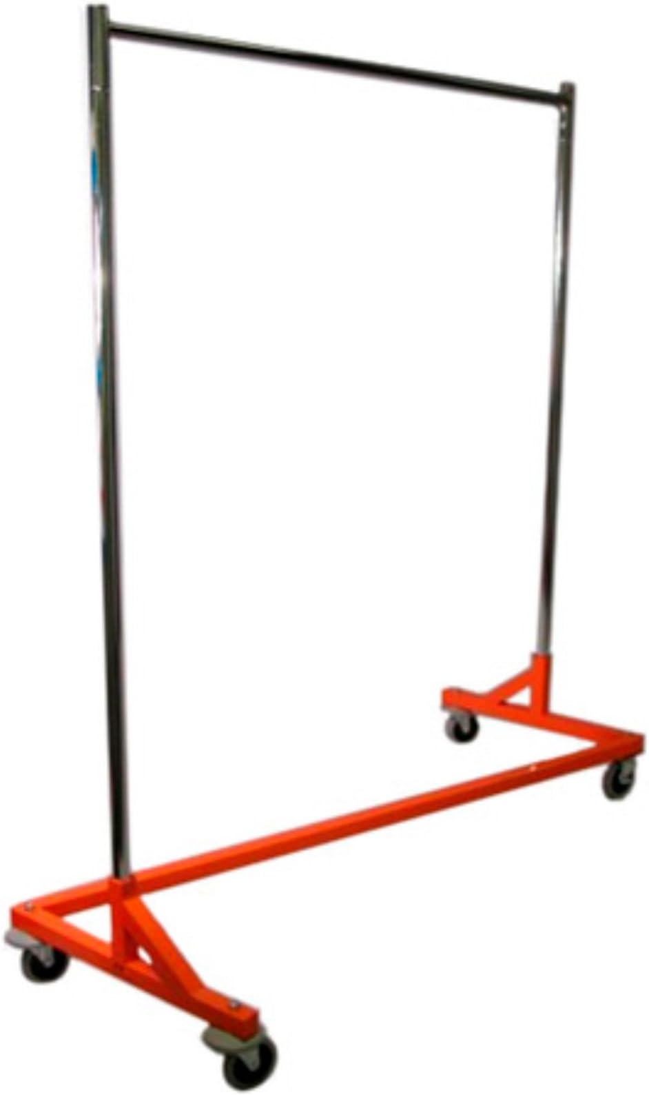 Deluxe Commercial Grade Rolling Z Rack Garment Rack with OSHA Safety Orange Nesting