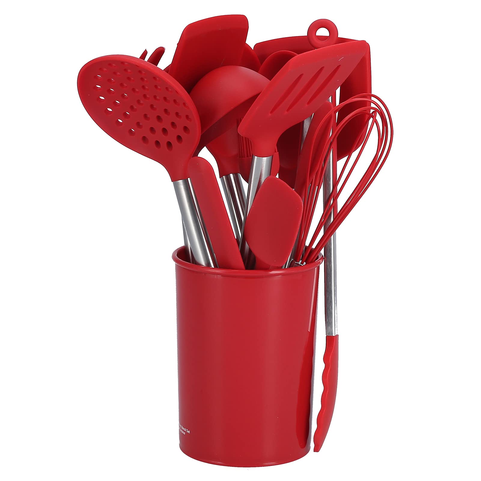 Aramox Set di Utensili da in Silicone, Set di Pentole in Silicone da 15 Pezzi con Manici in Acciaio Inossidabile, Utensili da Riscaldanti a 480 ° F, Sicuro Antiaderente con Supporto per Cuochi