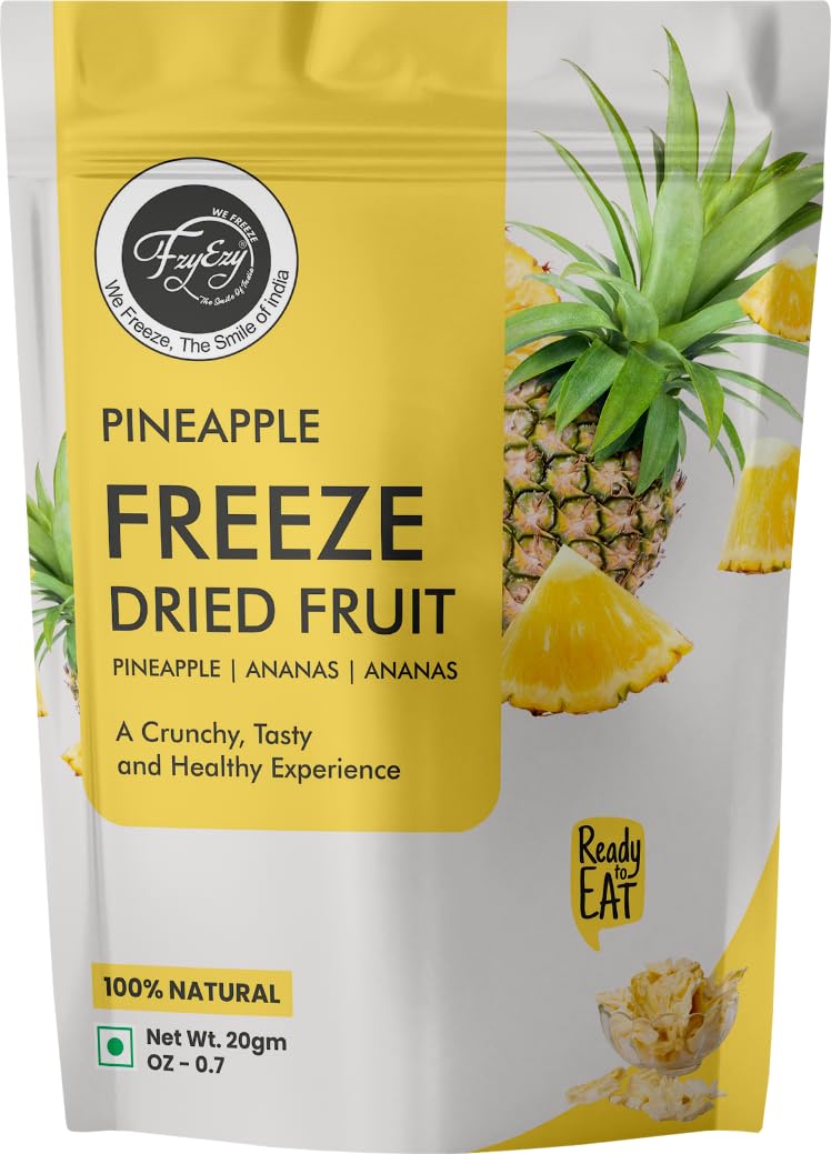 FzyEzy Healthy Premium Freeze-Dried Pineapple Fruit Slices | Pantry Groceries Dehydrated Perfect for Healthy Snacking, Candy, Baking, Smoothie, Juice, Cake, Ice cream, Cereal | Promotes Good Digestive Health (20g)-image-34