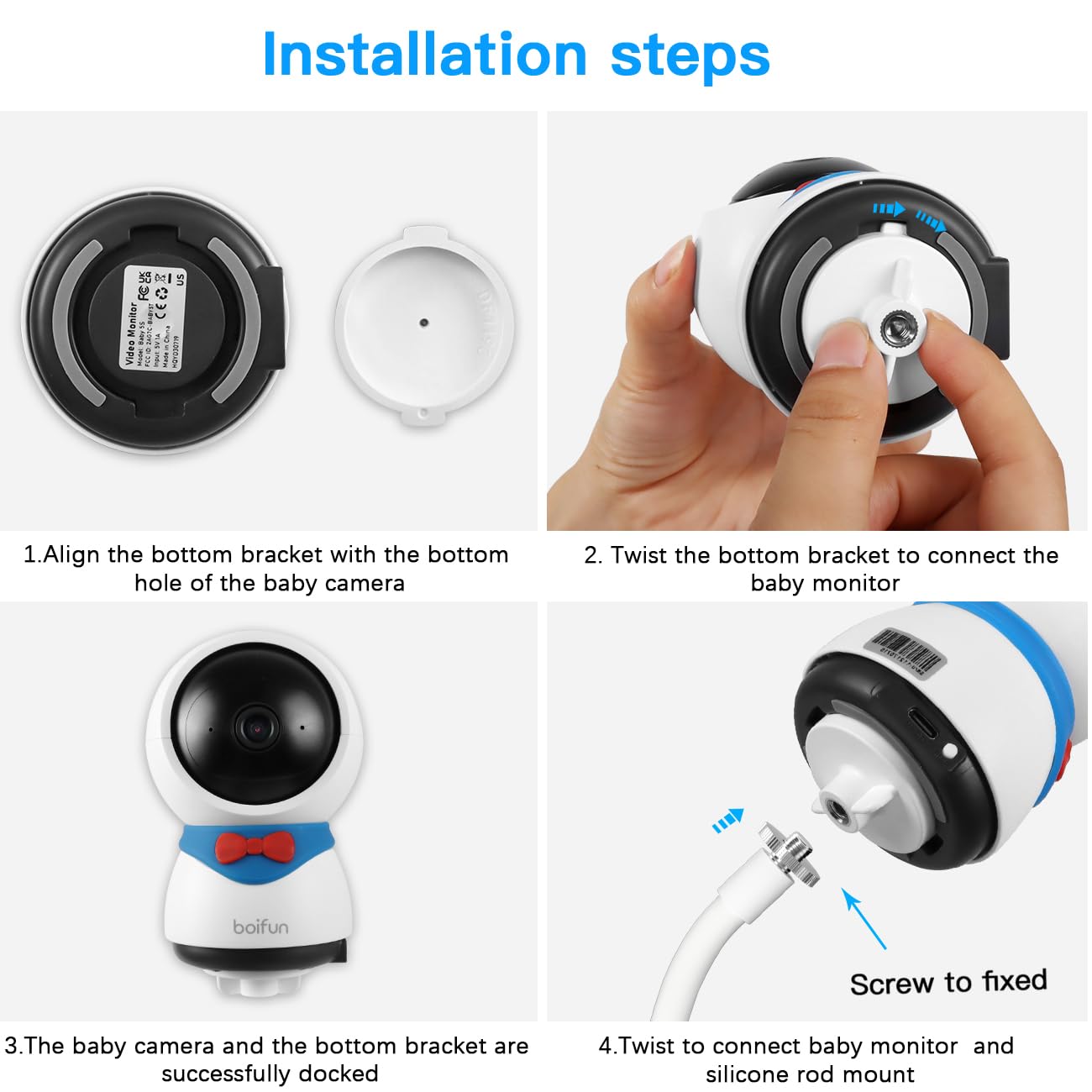 Supporto per baby monitor per baby monitor BOIFUN‎ Baby 2S / Baby 5S / Baby 6T Babyfone Monitor per ieGeek ‎Baby 1T/DEATTI BM101-M, accessorio per monitor video ieGeek
