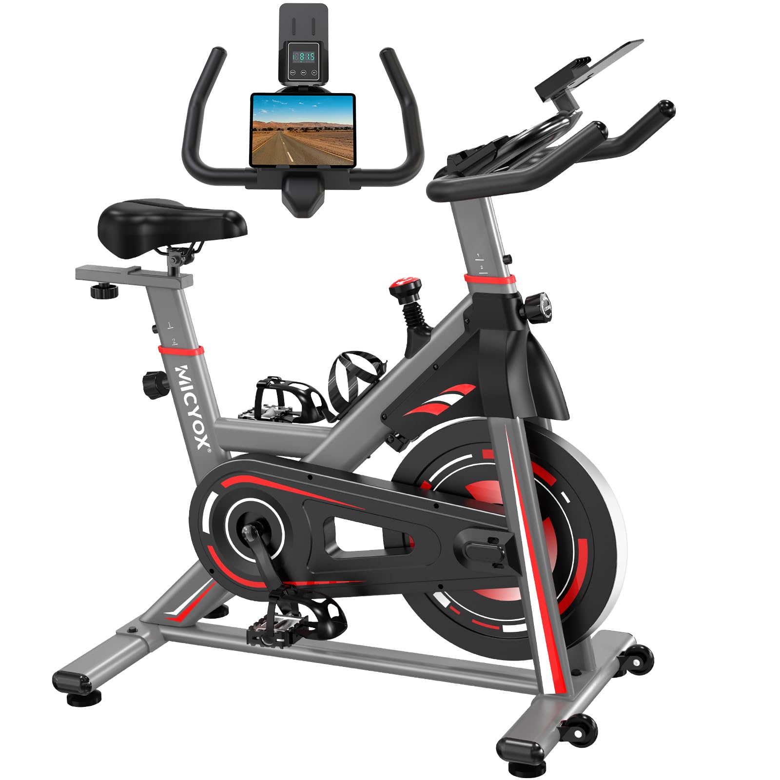 Micyox Cyclette da Casa, TH-X3 Bici da Fitness Magnetica, Resistenza Regolabile, Monitor Multifunzione, Porta Celullare, Cardio-Training Cyclette Professionale