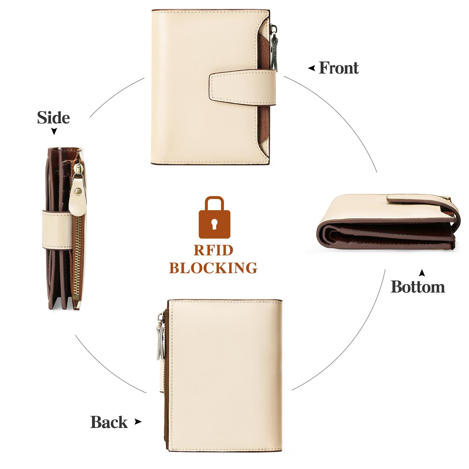 SENDEFN Portafoglio Donna in Pelle Vera Piccolo Portamonete Cute con Cerniera 14 Carte Portafoglio Donna Pelle con Tanti Scomparti