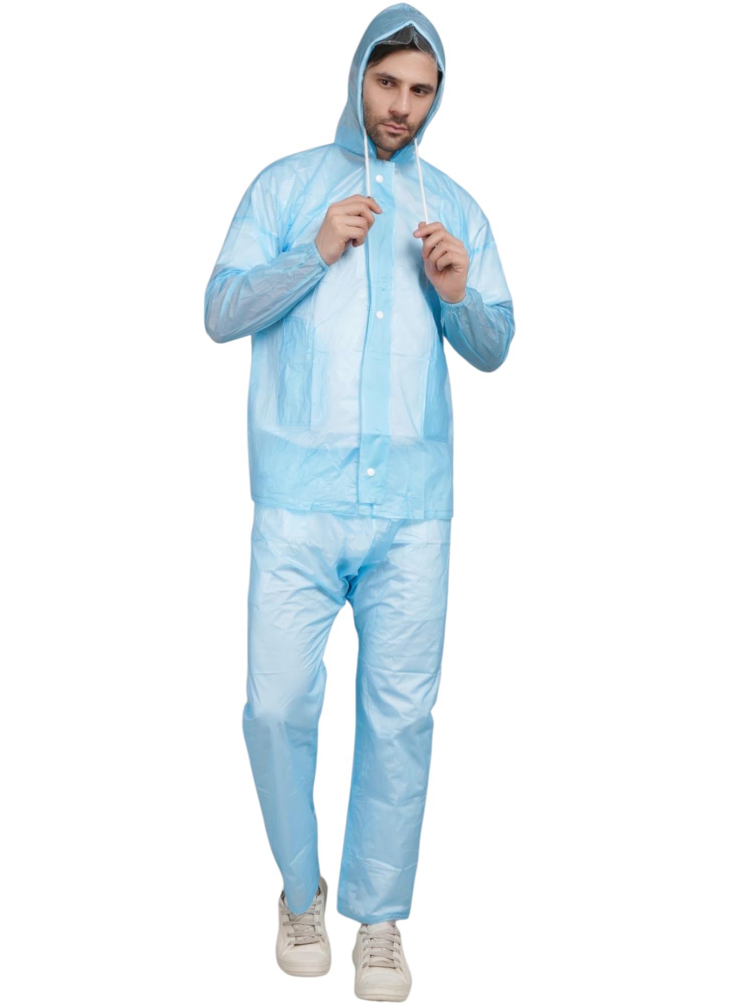 sindon Protective Raincoat with Hood, Disposable, Breathable, Size Free 12233_7 (L,skyblu)-picture-11