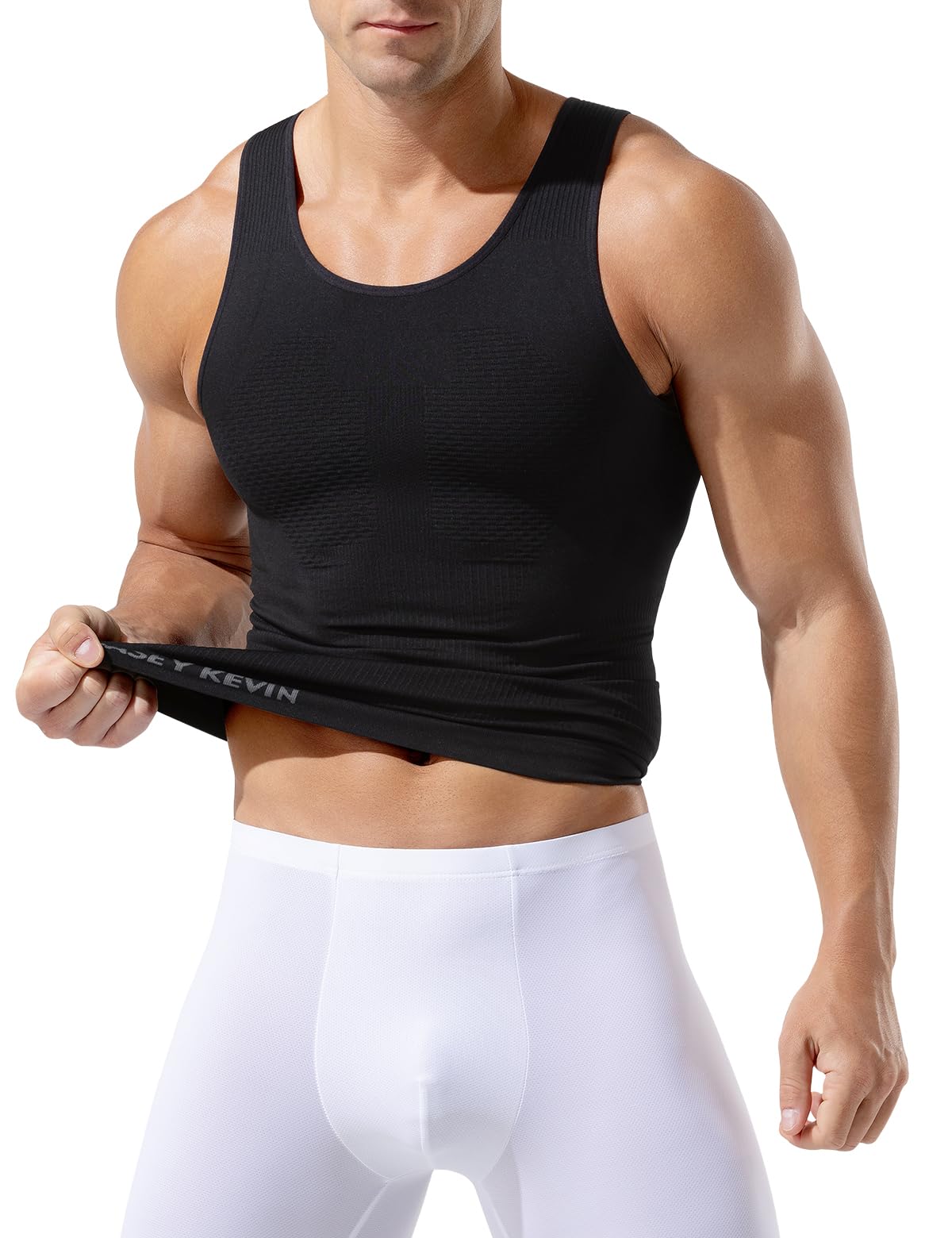 Casey Kevin Camiseta Compresión Hombre Nivel 5(20-25 mmHg) | Camiseta Reductora Hombre - Camiseta Tirantes Alta Compresión para Deporte y Diario