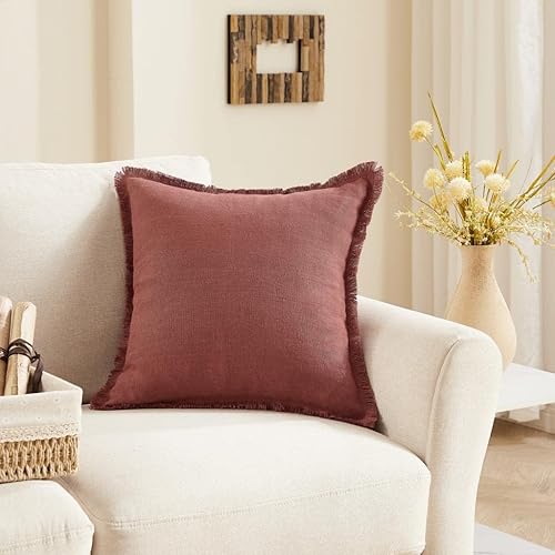 breezewood Funda de cojín cuadrada decorativa de lino, funda de almohada, decoración del hogar para sofá, cama, silla, 18 x 18 pulgadas (1 pieza de