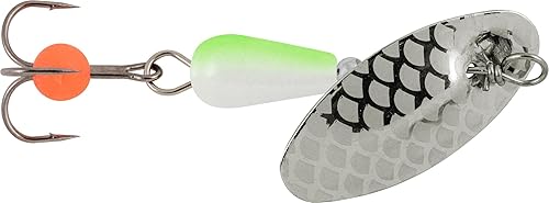 Miniatura 7 de Danielson Niagara UV Spin Spinner  Hoja holográfica de latón con escamas plateadas, cuentas suaves en el gancho agudo, cuerpo con peso, accesorio de