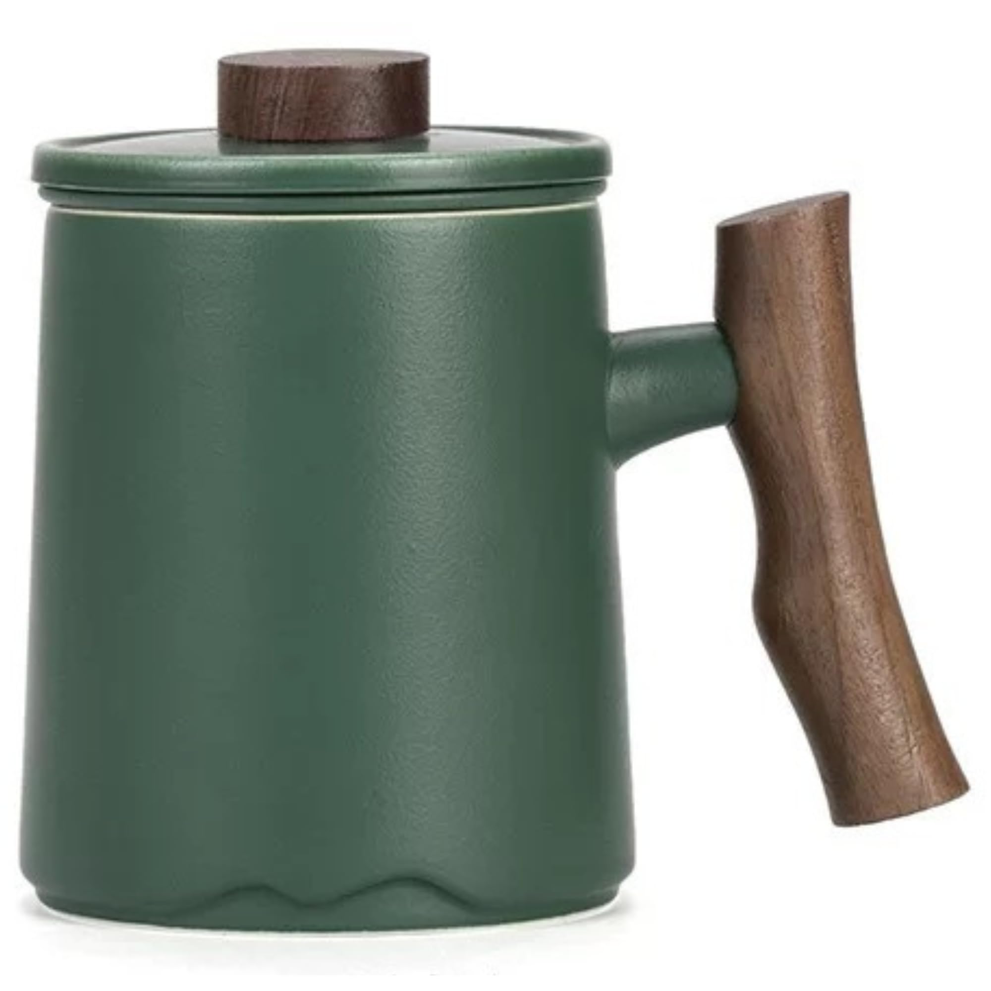 JanYoo Teetasse mit Deckel und Sieb,360ml Palisandergriff Keramik Losen Teebecher,Matte Steinzeug Glasierte Teetassen für Einweichen Tee Grün