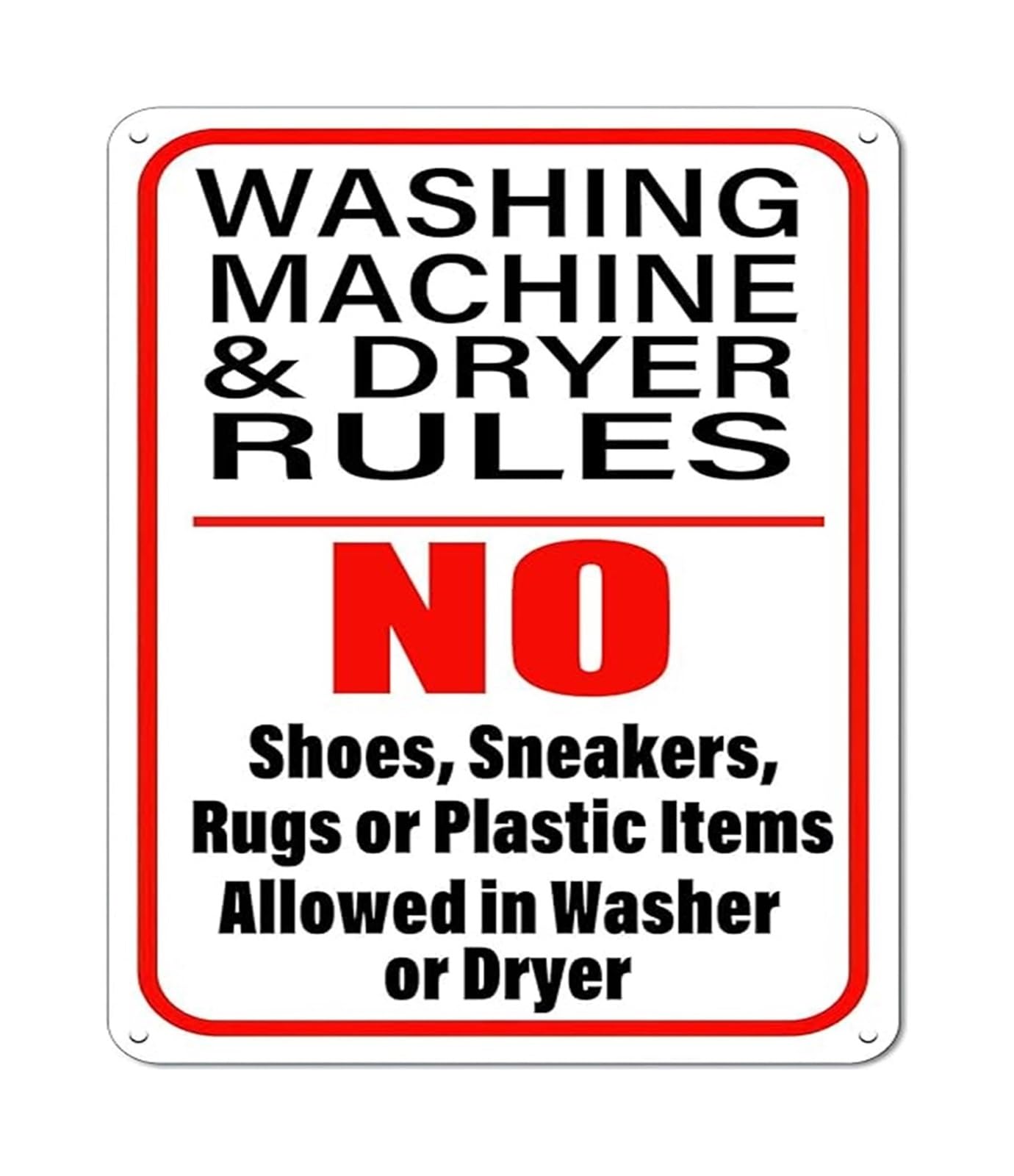 NWPNLXEA Humorous Home Sign Funny Laundry Room Rules Retro Metal Tin Sign for Garage Bar Office Cafe Wall-Art 8 X 12 in