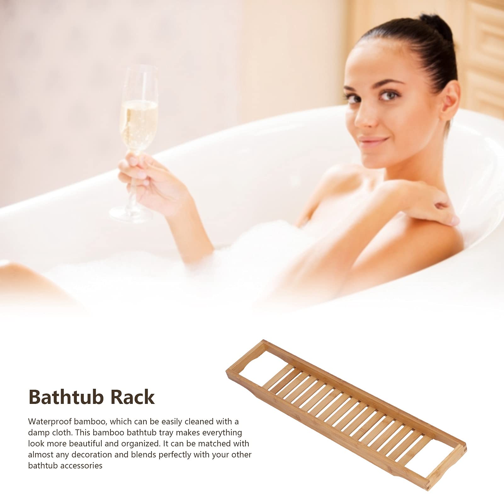 Plateau de baignoire extensible en bambou – Étagère réglable pour bougies, serviettes, livres, vin, téléphones – Parfait pour la douche et la détente