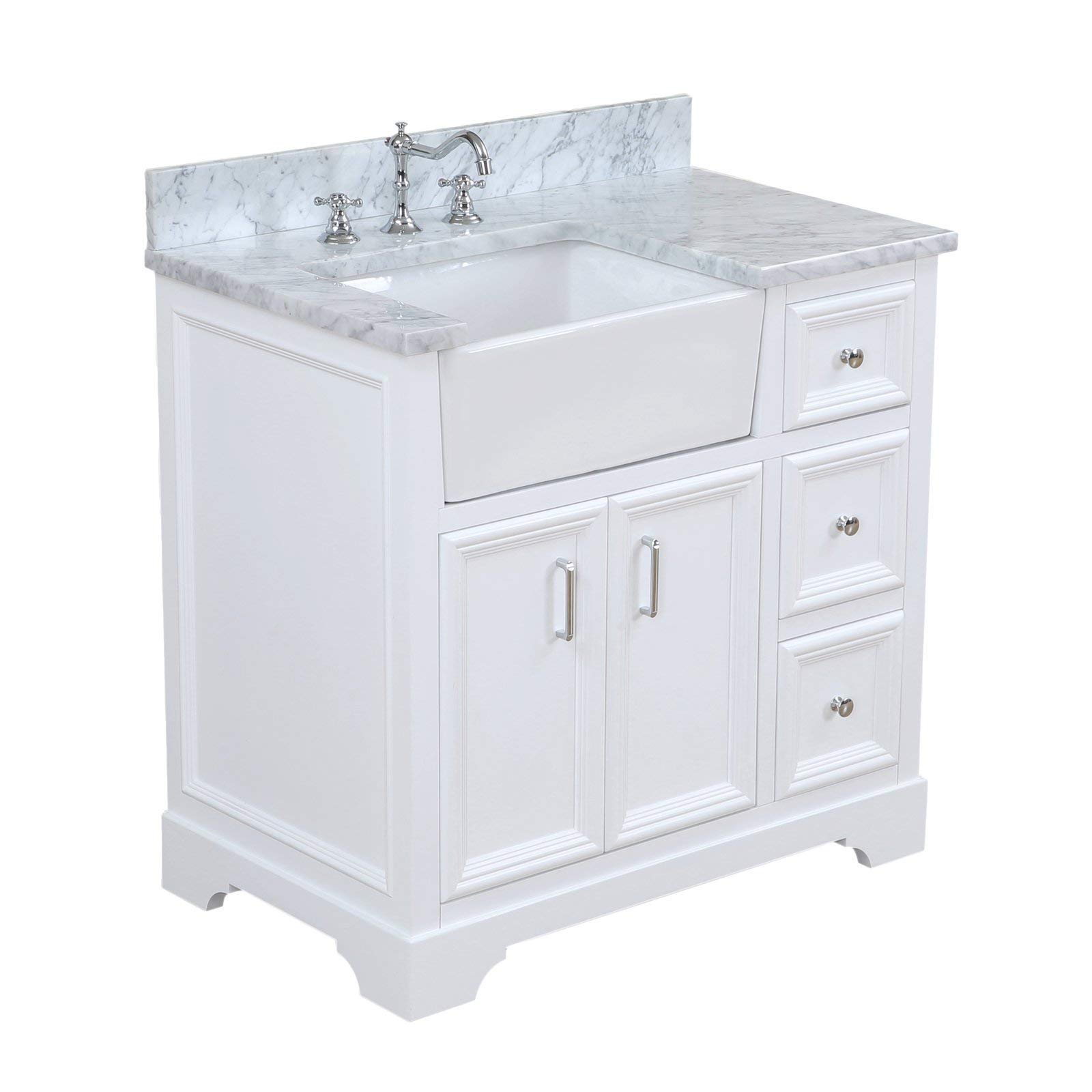 Buy Zelda 36inch Bathroom Vanity (Carrara/White) Includes White