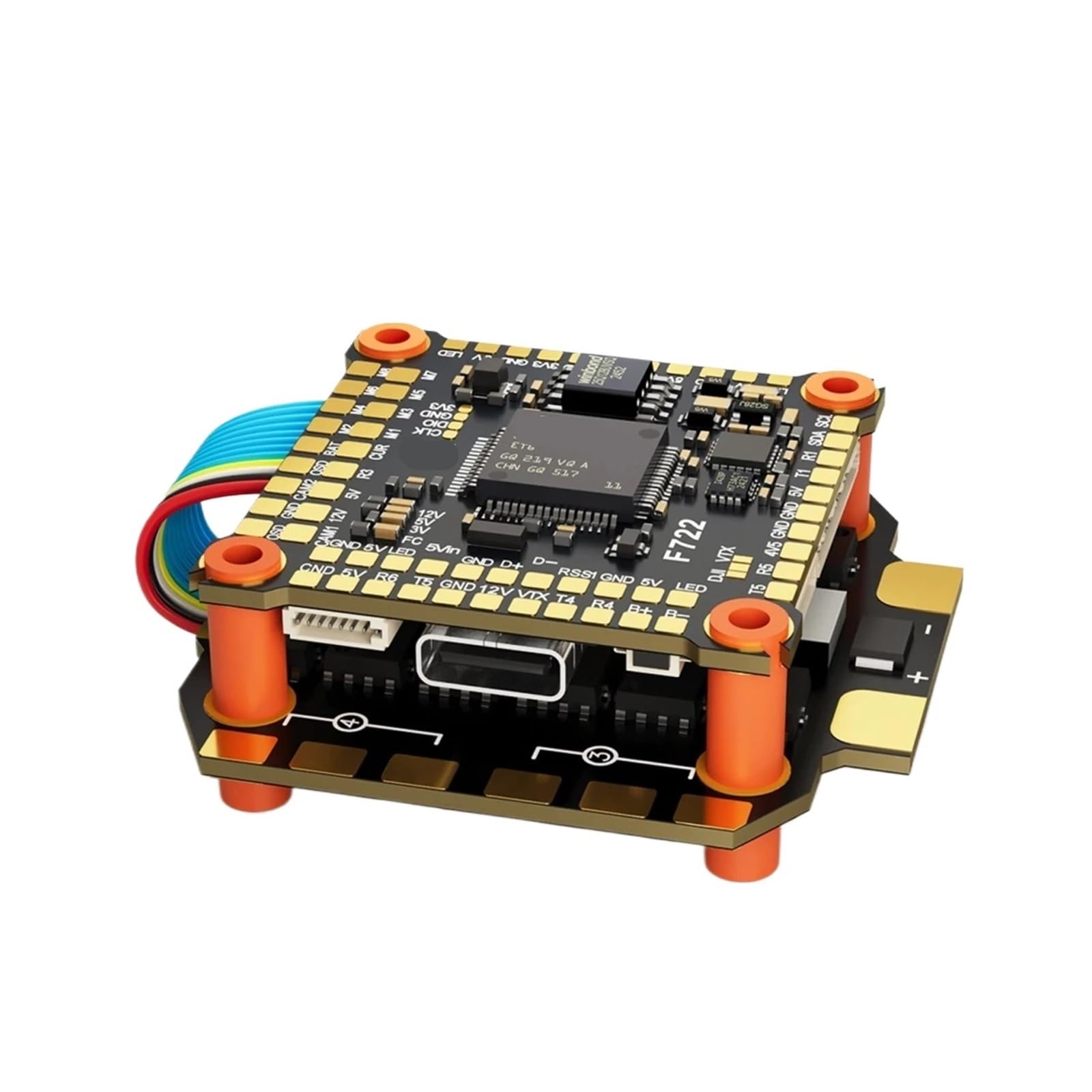 Compatibile con DAKEFPV F722 60A Stack Flight Controller con BLHELI_S 60A 4in1 ESC for droni FPV(Only 8S 60A)