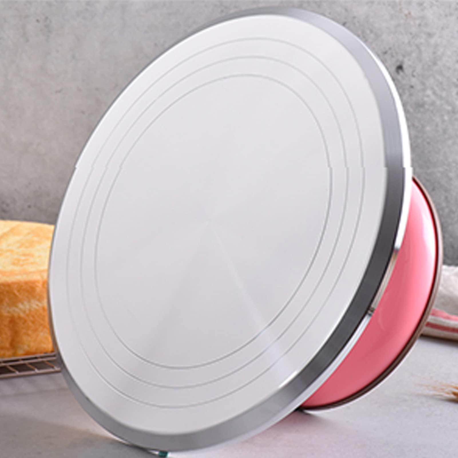 Tocadiscos profesional de 10 pulgadas con rodamiento silencioso, soporte giratorio de aleación de aluminio, decoración perfecta para suministros de decoración de pasteles del hogar (rosa)
