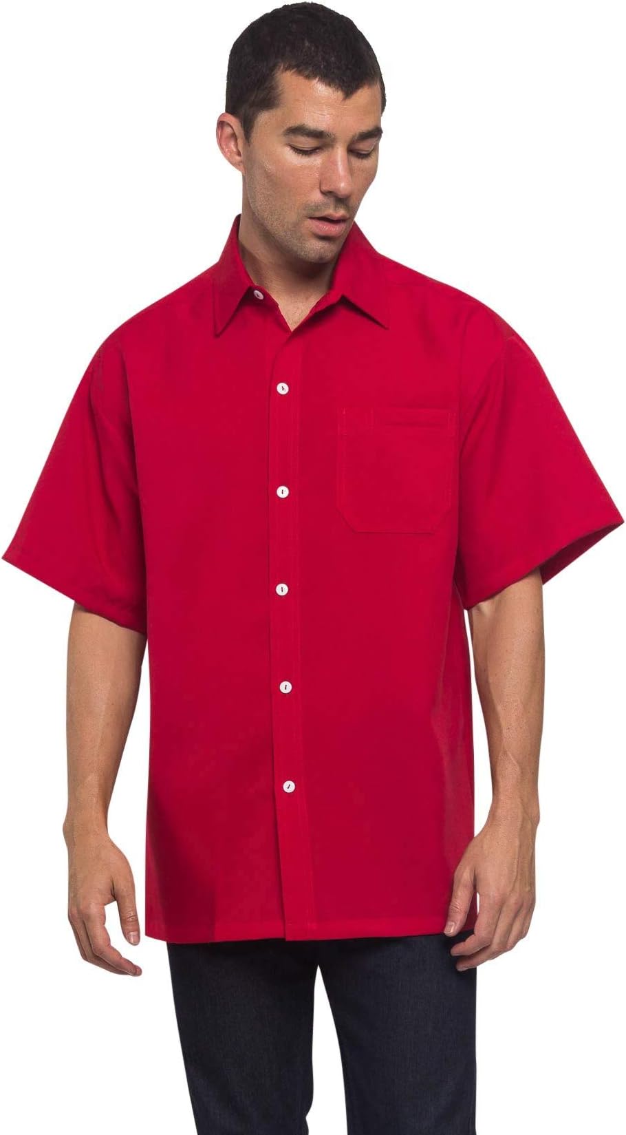 G-Style USAWestern Style Casual Solid Short Sleeve Button Up Shirt Y1000 - Red - 2X-Large