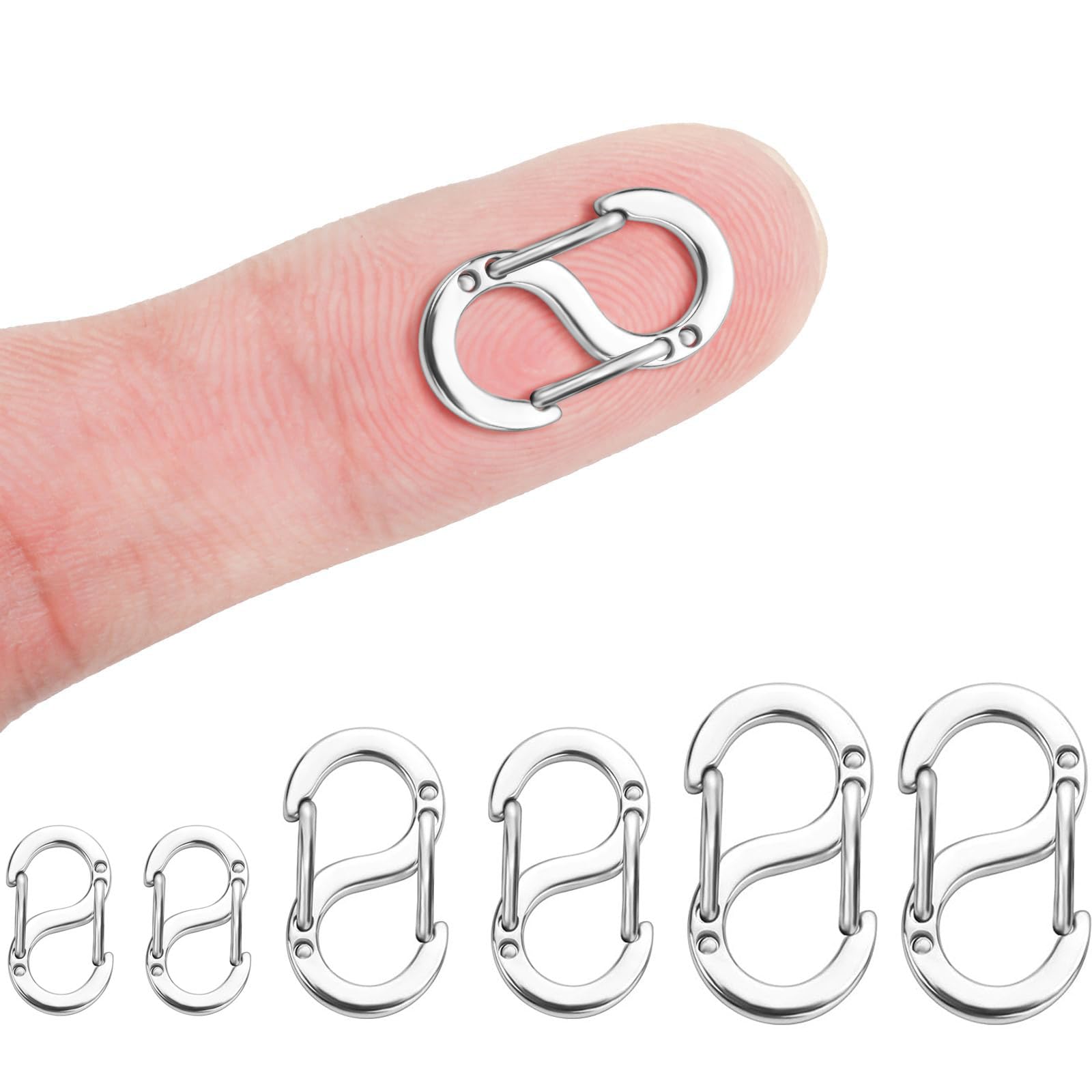 Double Opening Shortener Clasp,3 Size Necklace Clasp and Closures Stainless Steel S Lock Bracelet Connector Necklace Clip（6PCS）