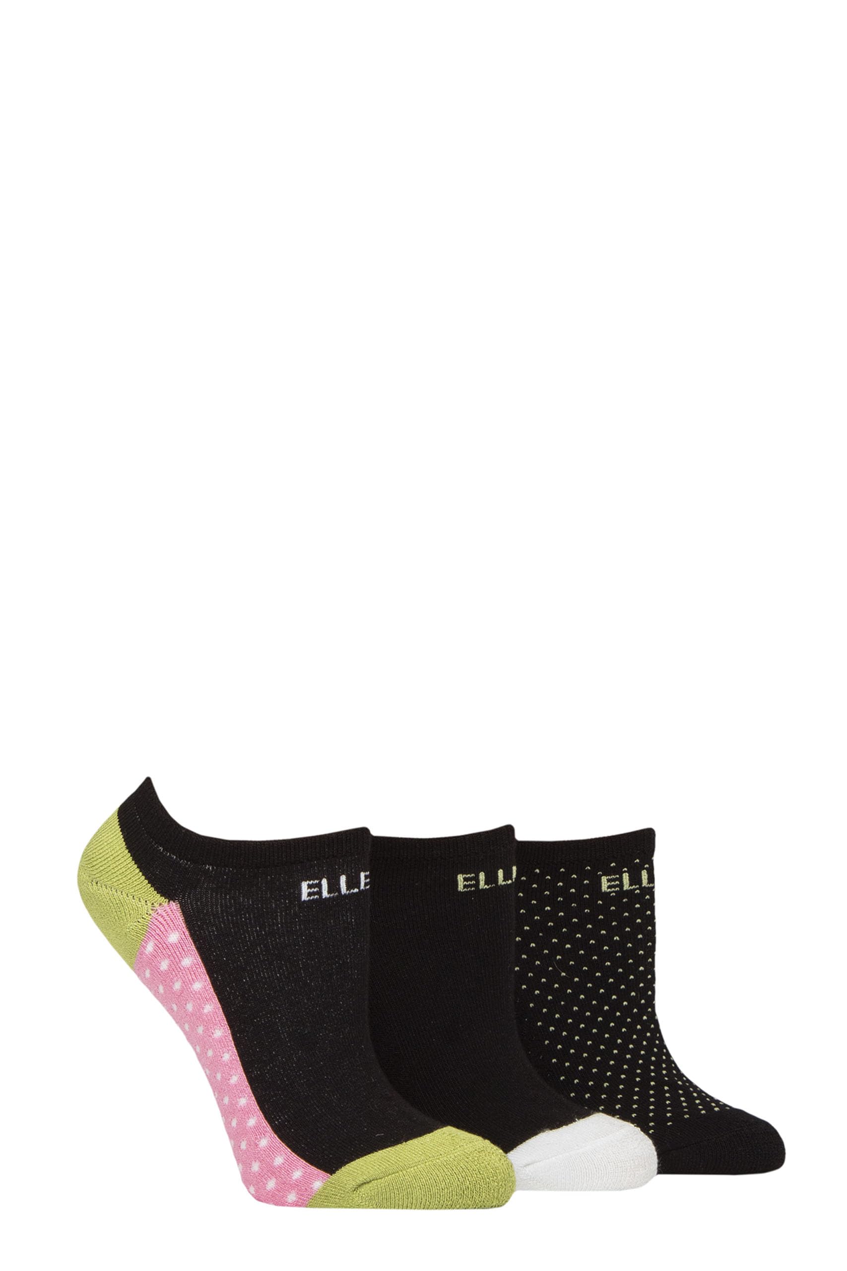 ELLE Cushioned No Show Socks - Ladies Soft Breathable Bamboo Invisible Low Cut Socks Multipack of 3 (UK, Numeric, 4, 8, Regular, Regular, Wasabi Blush)
