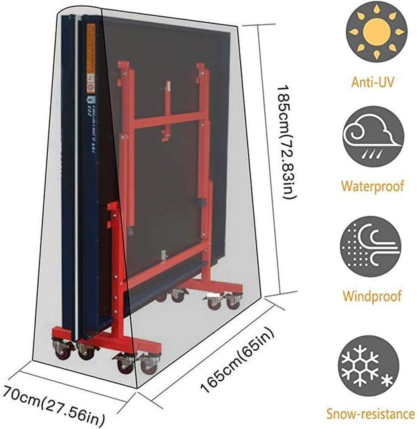 Copertura Per Tavolo Da Ping Pong YALYAYA | Impermeabile Oxford 600D | UV Resistente | 165x70x185 Cm - Foto 2