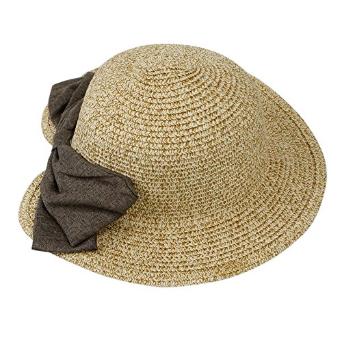 Evelin LEE Girl Kids Summer Wide Brim Floppy Beach Sun Visor Straw Hat Bowknot3