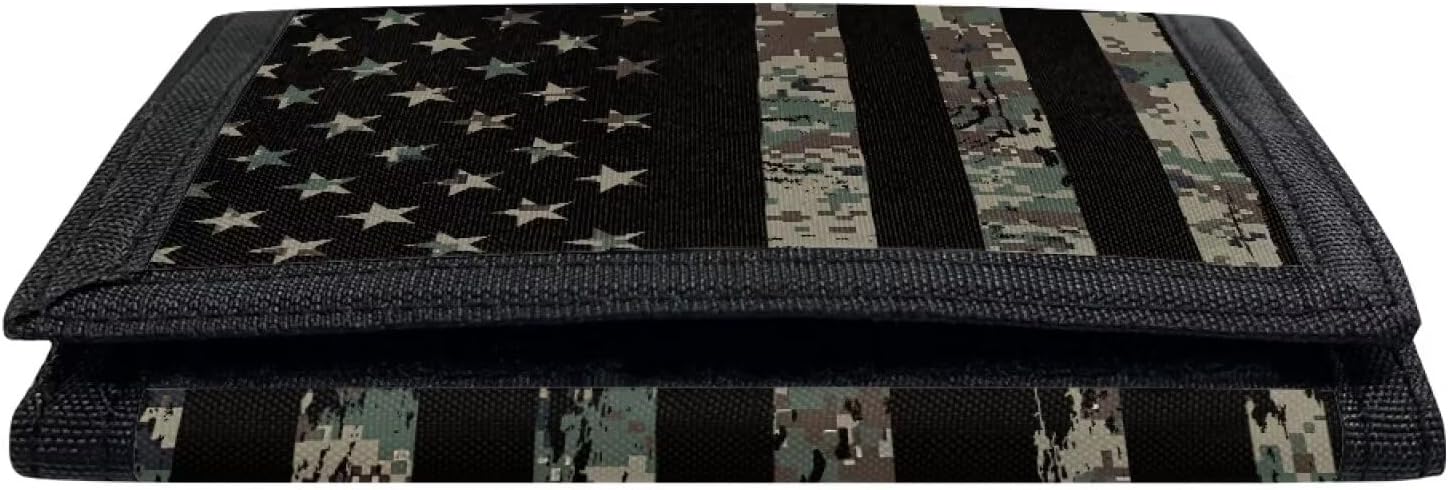 Coldinair American Flag Kids Wallets for Boys Camo Wallet for Kids Toddler Youth Ages 4-18 Trifold Coin Pocket and Card Holders, Novelty Wallet for Childrens, Camouflage Coin Bags, Green - Image 3